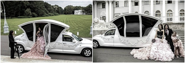 Необычные машины-кареты на свадьбу